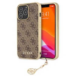 Guess iPhone 13 Pro 4G Charms Collection hátlap, tok, barna