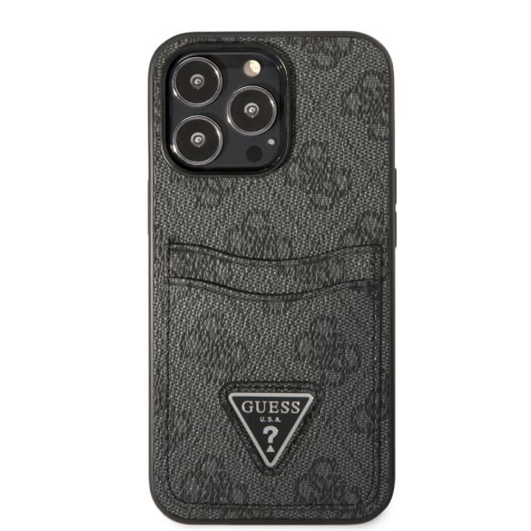 Guess iPhone 13 Pro 4G Saffiano Double Card (GUHCP13LP4TPK) hátlap, tok, fekete