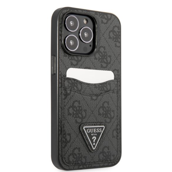 Guess iPhone 13 Pro 4G Saffiano Double Card (GUHCP13LP4TPK) hátlap, tok, fekete