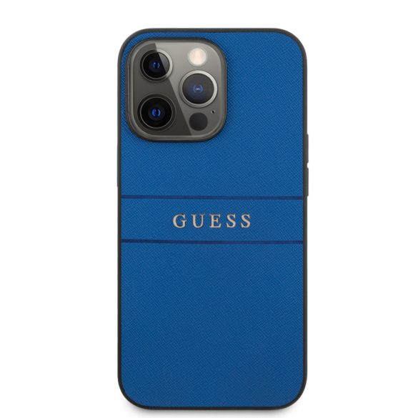 Guess iPhone 13 Pro Saffiano PU Leather (GUHCP13LPSASBBL) hátlap, tok, sötétkék