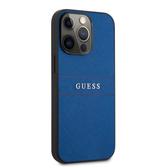 Guess iPhone 13 Pro Saffiano PU Leather (GUHCP13LPSASBBL) hátlap, tok, sötétkék