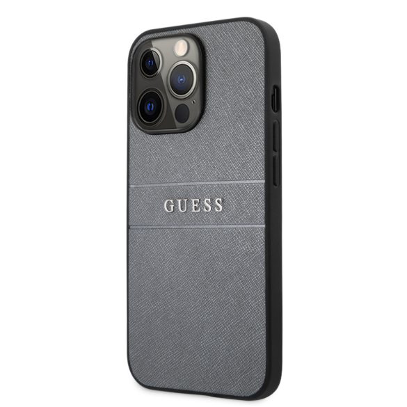 Guess iPhone 13 Pro Saffiano PU Leather (GUHCP13LPSASBGR) hátlap, tok, sötétszürke