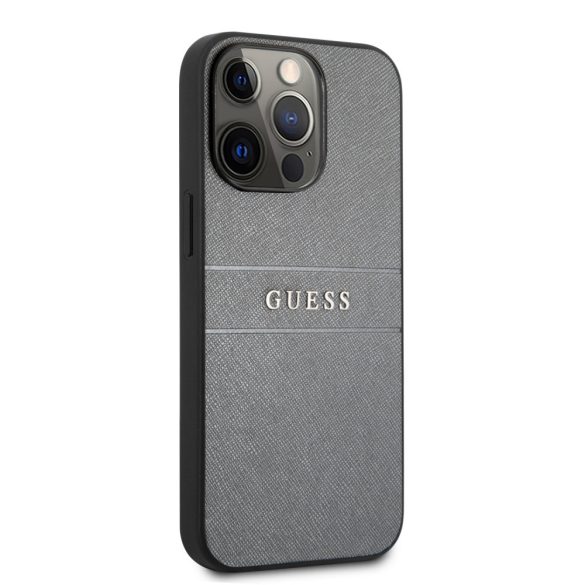 Guess iPhone 13 Pro Saffiano PU Leather (GUHCP13LPSASBGR) hátlap, tok, sötétszürke