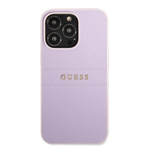 Guess iPhone 13 Pro Leather Saffiano (GUHCP13LPSASBPU) hátlap, tok, lila