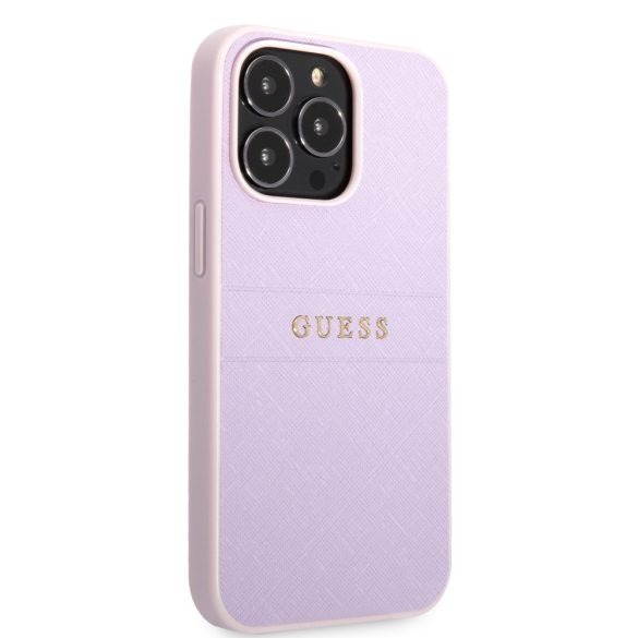 Guess iPhone 13 Pro Leather Saffiano (GUHCP13LPSASBPU) hátlap, tok, lila