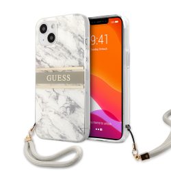   Guess iPhone 13 Marble Stripe márvány mintás hátlap, tok, fehér-szürke