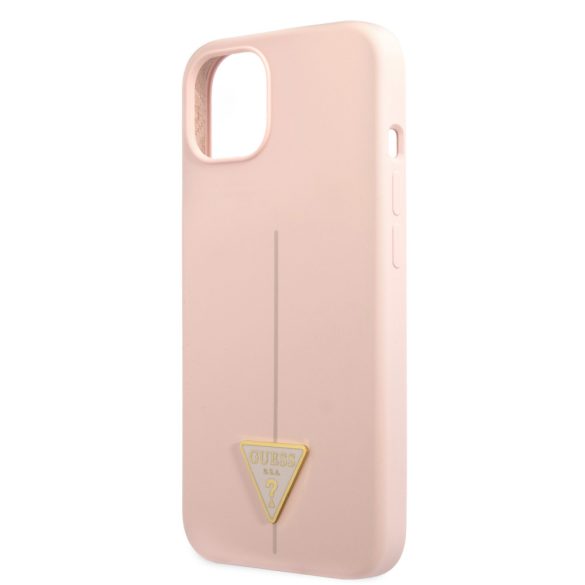 Guess iPhone 13 Silicone Line Triangle (GUHCP13MSLTGP) hátlap, tok, rózsaszín