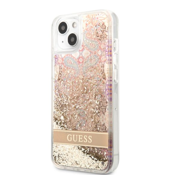 Guess iPhone 13 Mini Liquid Glitter Paisley (GUHCP13SLFLSD) hátlap, tok, arany