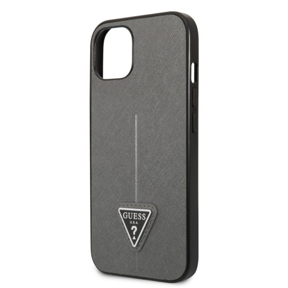 Guess iPhone 13 Mini Saffiano Triangle (GUHCP13SPSATLG) hátlap, tok, ezüst