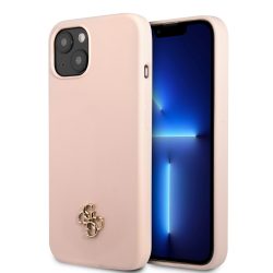   Guess iPhone 13 Mini 4G Silicone Metal Logo (GUHCP13SS4LP) hátlap, tok, rózsaszín
