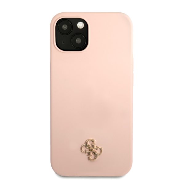 Guess iPhone 13 Mini 4G Silicone Metal Logo (GUHCP13SS4LP) hátlap, tok, rózsaszín
