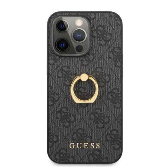 Guess iPhone 13 Pro Max 4G Ring Stand (GUHCP13X4GMRGR) hátlap, tok, szürke