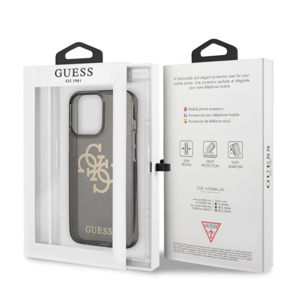 Guess iPhone 13 Pro Max Glitter 4G Big Logo (GUHCP13XPCUGL4GBK) hátlap, tok, fekete