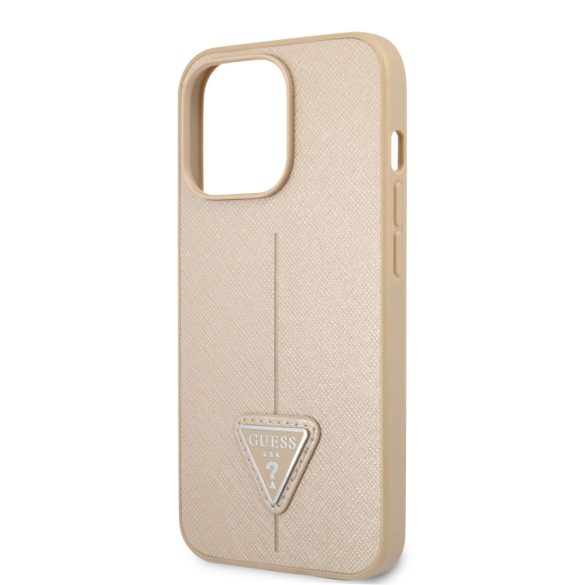 Guess iPhone 13 Pro Max Silicone Line Triangle (GUHCP13XPSATLE) hátlap, tok, bézs