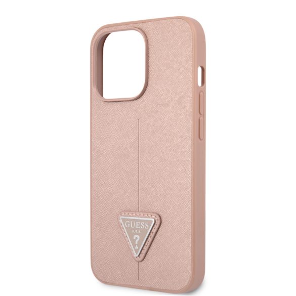 Guess iPhone 13 Pro Max Silicone Line Triangle (GUHCP13XPSATLP) hátlap, tok, rózsaszín