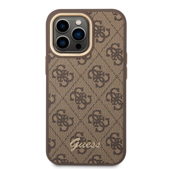 Guess iPhone 14 Pro 4G Vintage Gold Logo (GUHCP14LHG4SHW) hátlap, tok, barna