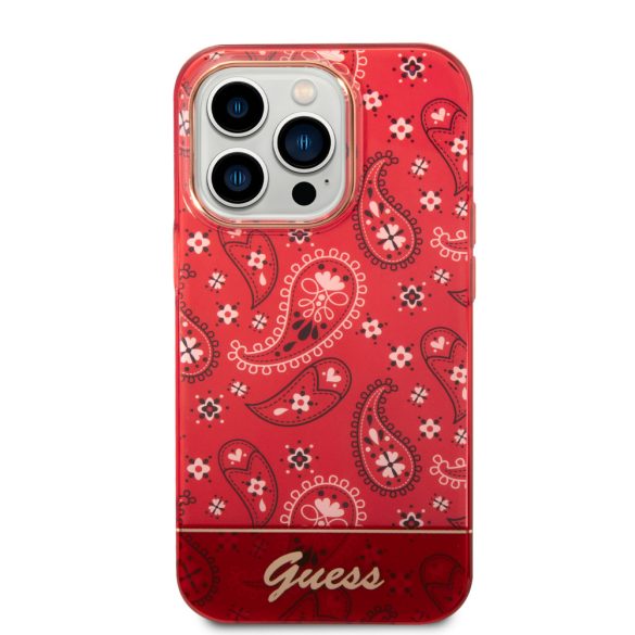 Guess iPhone 14 Pro Bandana Paisley (GUHCP14LHGBNHR) hátlap, tok, piros