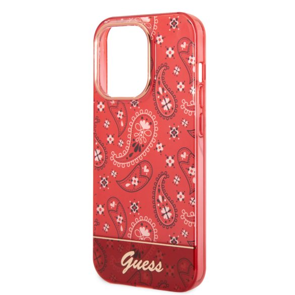 Guess iPhone 14 Pro Bandana Paisley (GUHCP14LHGBNHR) hátlap, tok, piros