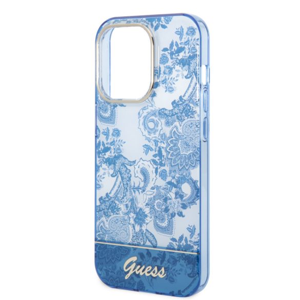 Guess iPhone 14 Pro Porcelain Collection (GUHCP14LHGPLHB) hátlap, tok, kék