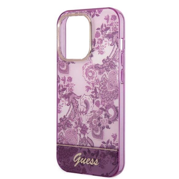 Guess iPhone 14 Pro Porcelain Collection (GUHCP14LHGPLHF) hátlap, tok, lila