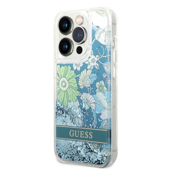 Guess iPhone 14 Pro Flower Liquid Glitter (GUHCP14LLFLSN) hátlap, tok, színes