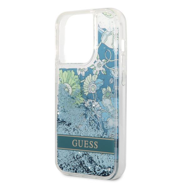 Guess iPhone 14 Pro Flower Liquid Glitter (GUHCP14LLFLSN) hátlap, tok, színes