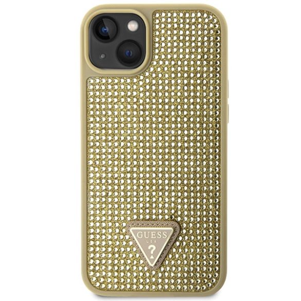 Guess iPhone 14 Plus hardcase Rhinestone Triangle (GUHCP14MHDGTPD) hátlap, tok, arany