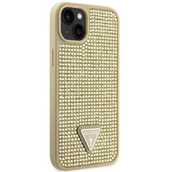 Guess iPhone 14 Plus hardcase Rhinestone Triangle (GUHCP14MHDGTPD) hátlap, tok, arany