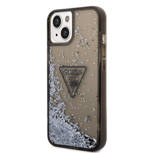 Guess iPhone 14 Plus Liquid Glitter Triangle Logo (GUHCP14MLFCTPK) hátlap, tok, fekete