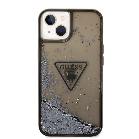 Guess iPhone 14 Plus Liquid Glitter Triangle Logo (GUHCP14MLFCTPK) hátlap, tok, fekete