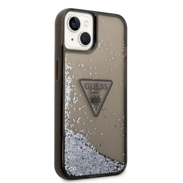 Guess iPhone 14 Plus Liquid Glitter Triangle Logo (GUHCP14MLFCTPK) hátlap, tok, fekete