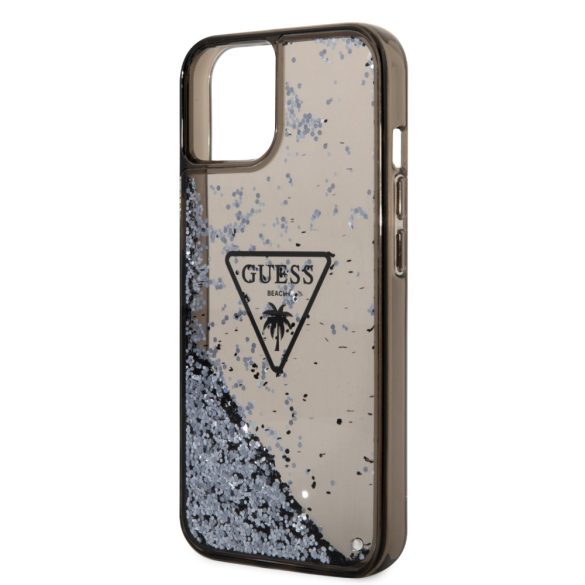 Guess iPhone 14 Plus Liquid Glitter Triangle Logo (GUHCP14MLFCTPK) hátlap, tok, fekete