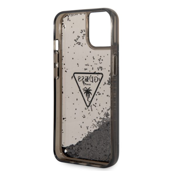 Guess iPhone 14 Plus Liquid Glitter Triangle Logo (GUHCP14MLFCTPK) hátlap, tok, fekete