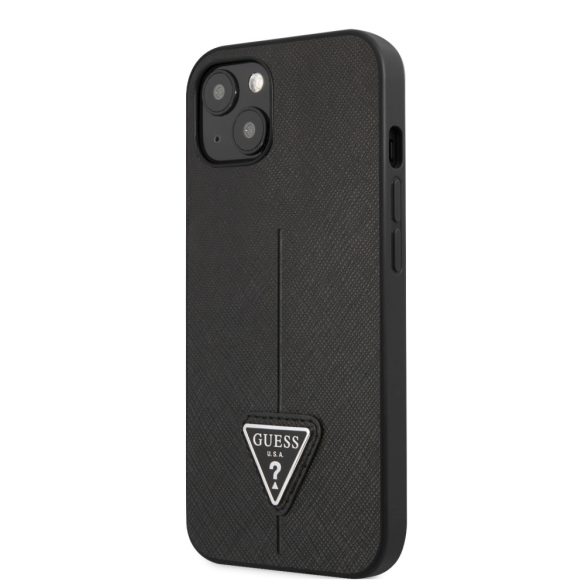 Guess iPhone 14 Plus SaffianoTriangle Logo (GUHCP14MPSATLK) hátlap, tok, fekete