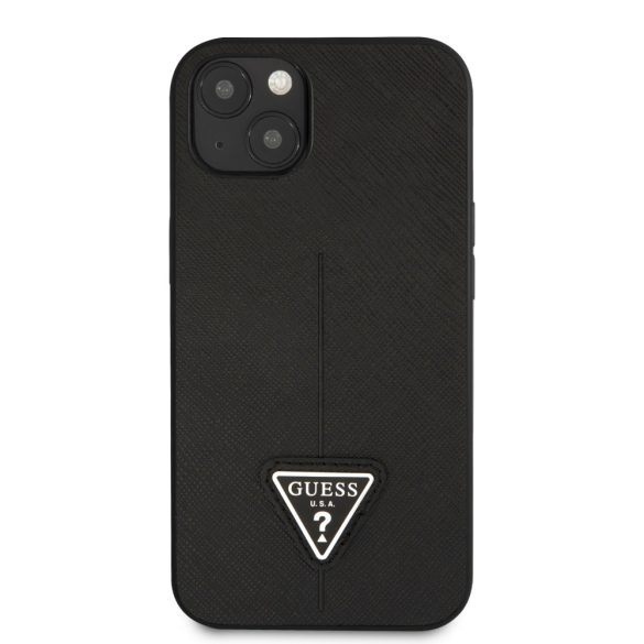 Guess iPhone 14 Plus SaffianoTriangle Logo (GUHCP14MPSATLK) hátlap, tok, fekete