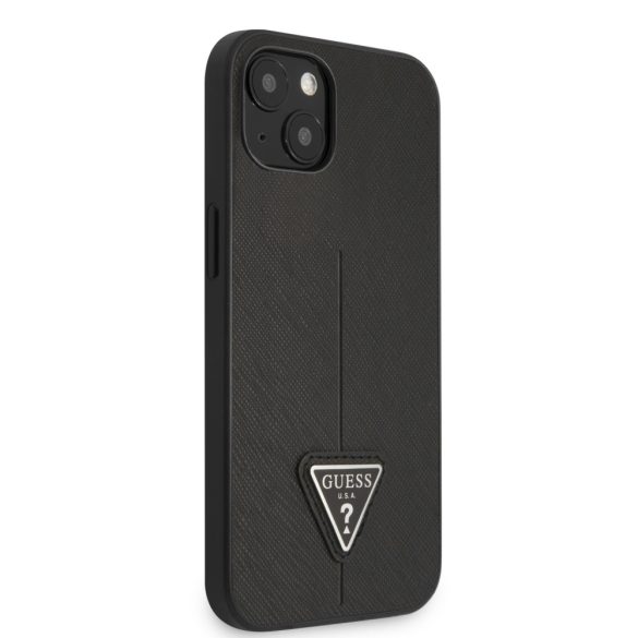 Guess iPhone 14 Plus SaffianoTriangle Logo (GUHCP14MPSATLK) hátlap, tok, fekete