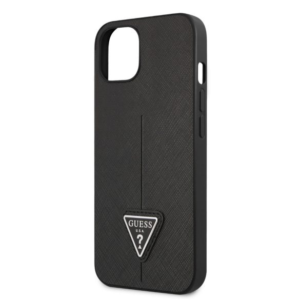 Guess iPhone 14 Plus SaffianoTriangle Logo (GUHCP14MPSATLK) hátlap, tok, fekete