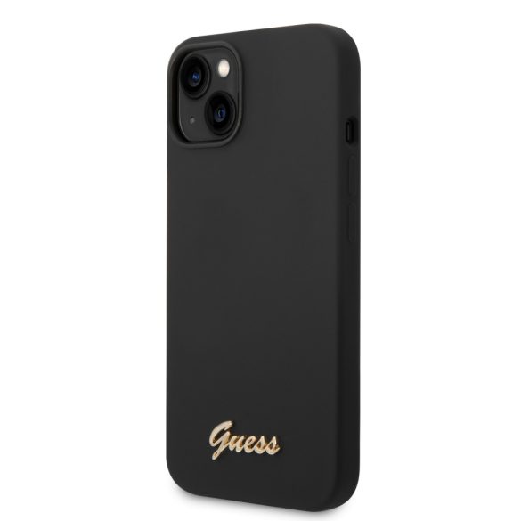 Guess iPhone 14 Plus Silicone Vintage Gold Logo (GUHCP14MSLSMK) hátlap, tok, fekete