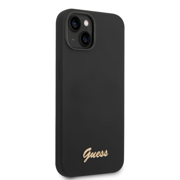 Guess iPhone 14 Plus Silicone Vintage Gold Logo (GUHCP14MSLSMK) hátlap, tok, fekete