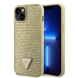   Guess iPhone 14 Rhinestones Triangle Metal Logo (GUHCP14SHDGTPD) hátlap, tok, arany