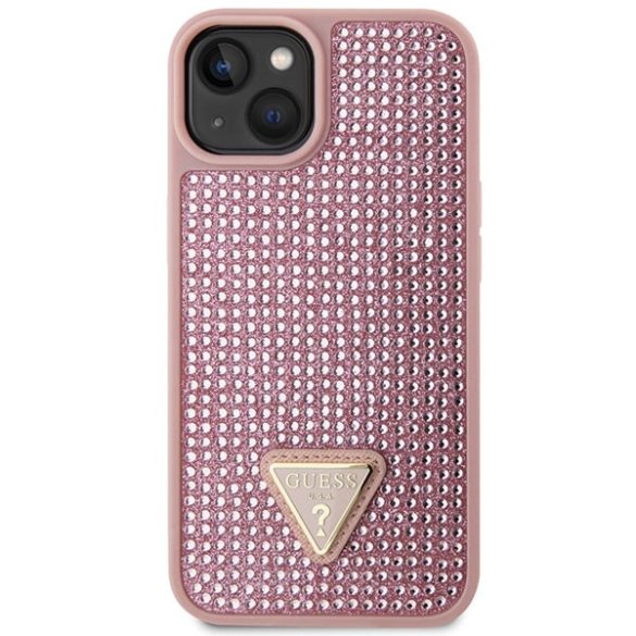 Guess iPhone 14 Rhinestone Triangle (GUHCP14SHDGTPP) hátlap, tok, rózsaszín