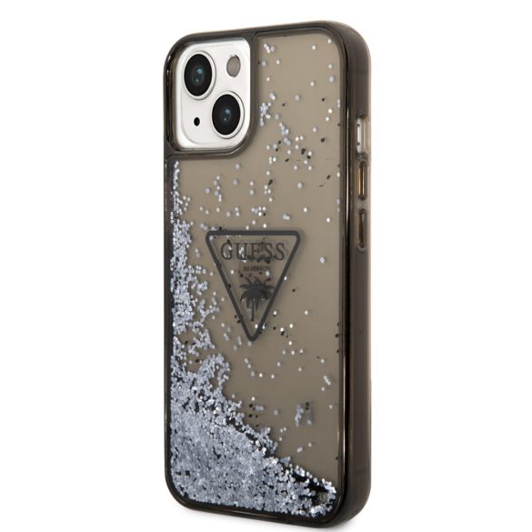 Guess iPhone 14 Liquid Glitter Triangle Logo (GUHCP14SLFCTPK) hátlap, tok, fekete