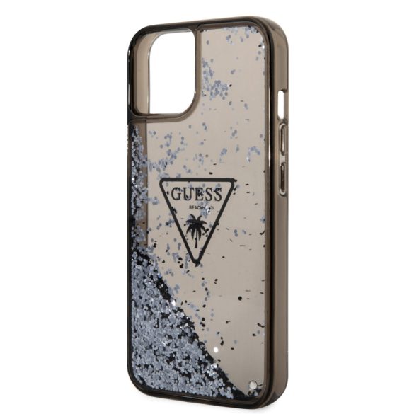 Guess iPhone 14 Liquid Glitter Triangle Logo (GUHCP14SLFCTPK) hátlap, tok, fekete