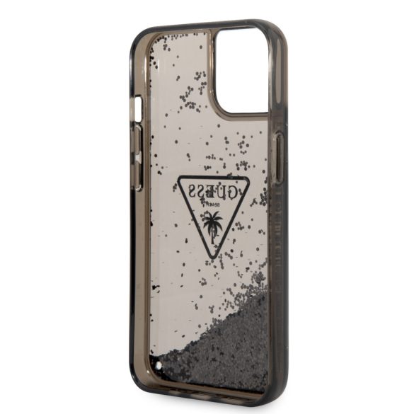 Guess iPhone 14 Liquid Glitter Triangle Logo (GUHCP14SLFCTPK) hátlap, tok, fekete