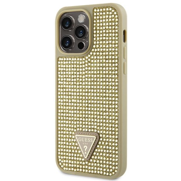 Guess iPhone 14 Pro Max hardcase Rhinestone Triangle (GUHCP14XHDGTPD) hátlap, tok, arany