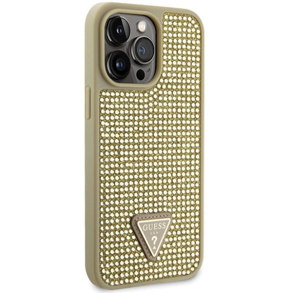 Guess iPhone 14 Pro Max hardcase Rhinestone Triangle (GUHCP14XHDGTPD) hátlap, tok, arany