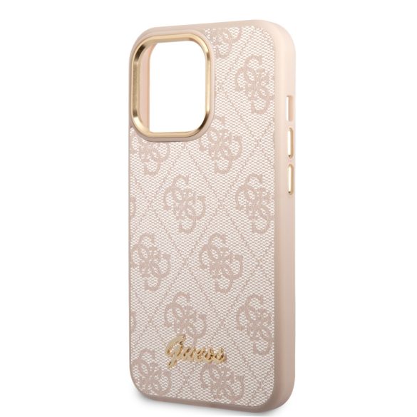 Guess iPhone 14 Pro Max 4G Vintage Gold Logo (GUHCP14XHG4SHP) hátlap, tok, rózsaszín