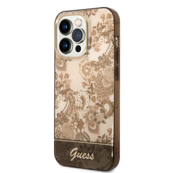 Guess iPhone 14 Pro Max Porcelain Collection (GUHCP14XHGPLHC) hátlap, tok, arany