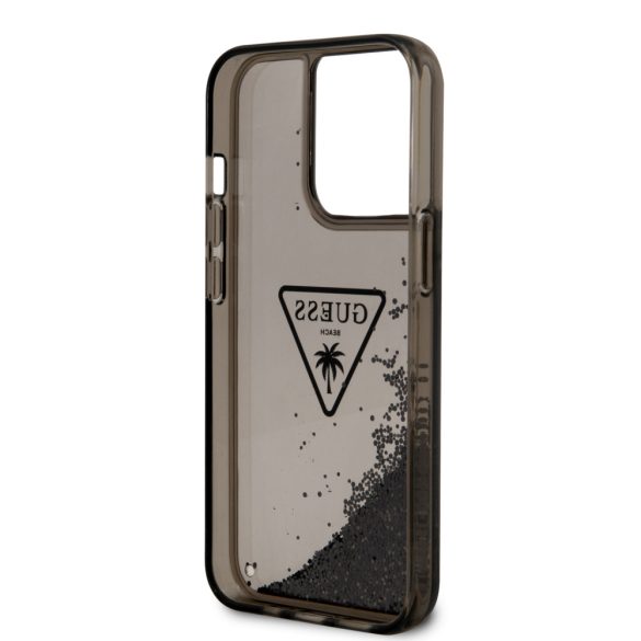 Guess iPhone 14 Pro Max Liquid Glitter Triangle Logo (GUHCP14XLFCTPK) hátlap, tok, fekete