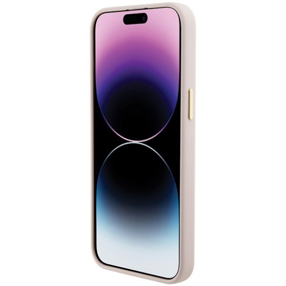Guess iPhone 15 Pro Silicone Logo Strass 4G (GUHCP15LM4DGPP) hátlap, tok, rózsaszín